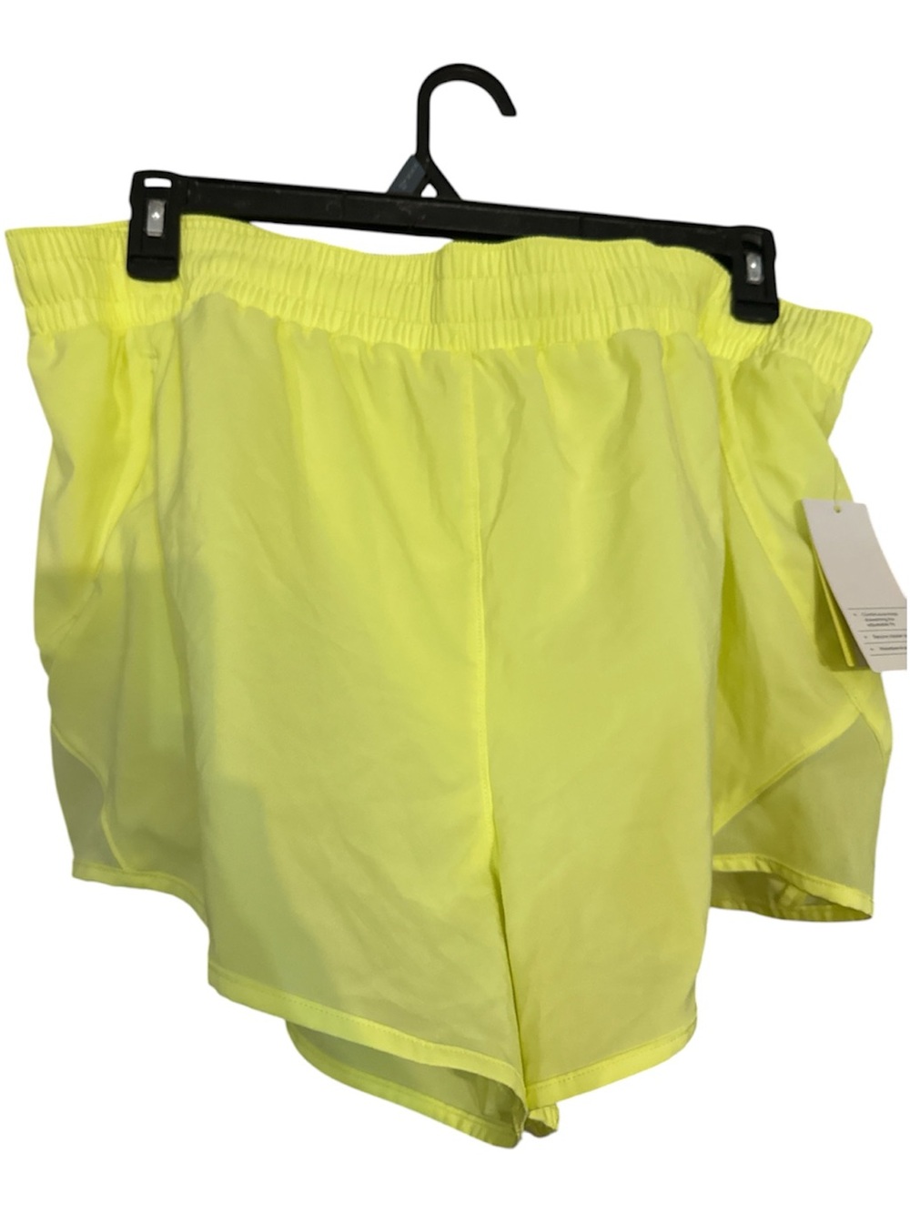 NWT all in motion Neon Yellow Athletic Shorts with Elastic Waist pocket xxl draw